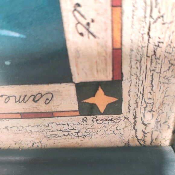 VTG NOAH'S ARK AND ANIMALS Framed Print By Basco Nursery Decor 11.5x21.5" - Picture 2 of 12